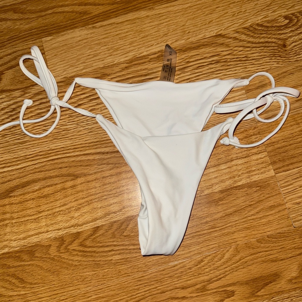 White Tie-Side Bikini Bottom